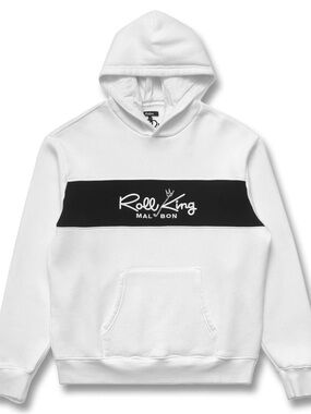 NWT Malbon Roll King White Hoodie with Black Chest Stripe M